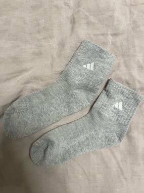adidas Light Gray Athletic Crew Socks with Logo